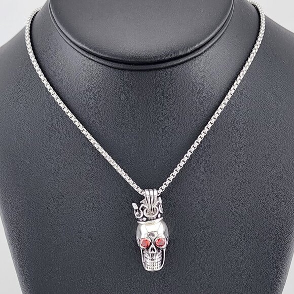 Dark Royalty: Skull with Crown Pendant Necklace